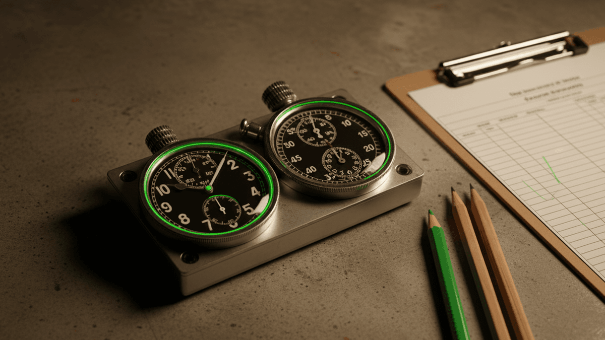Vintage racing stopwatches representing precision timing and data accuracy